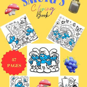 Smurfs Coloring Book | Smurfs | Kids Coloring Book | Digital Coloring Book | Cartoon Characters | Fun Coloring | Coloring | PDF Download