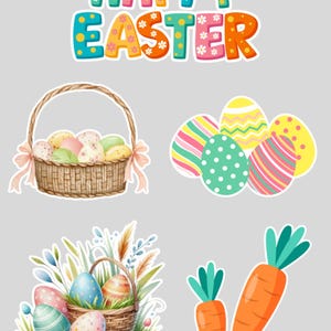 Easter Stickers | Happy Easter Stickers | Stickers | Easter | PDF Download | Digital Easter Stickers | Digital Stickers
