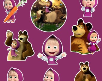 Masha and The Bear Tableware Party Cupcake Child Purple Blue Orange Pink Masha and The Bear Tableware Party Cupcake Child Purple Blue Orange Pink