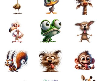 Funny Animals Stickers : Digital Download PNG for Planner, Scrapbook, Laptop, Crafts