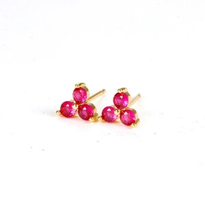 Vibrant Triple Gemstone Stud Earrings Set, Dazzling Colorful Round-Cut Stones, Minimalist Gold & Silver Studs, Perfect Gift for Women