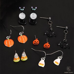 1 Set (6 Pair) Hip-Hop Retro Halloween Earrings Set, Funny Pumpkin & Bat Alloy Drop Earrings, Women’s Statement Jewelry for Party  Festival