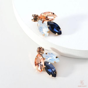 Stunning Cluster Stud Earrings with Multi-Faceted Gemstones, Unique Leaf Design, Perfect for Any Outfit, wedding jewelry, bridesmaid gift