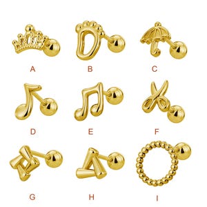 Charming Gold and Silver Plated Stud Earrings Set – Playful Shapes Including Crown, Footprint, Music Note, Umbrella, Crown, Perfect for gift
