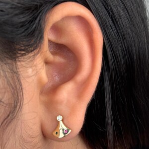 Gold Plated Colorful Stud Earrings | Unique Multicolor Earrings | Fun Party Jewelry | Dainty Everyday Earrings | Trendy Modern Stud Earrings