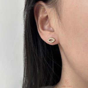 Vintage Gold-Plated Marquise Stud Earrings, Elegant Beaded Design, Unique Statement Jewelry for Women, Classic Everyday Earrings