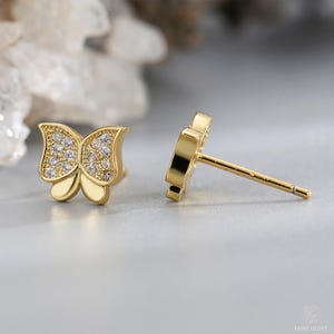 Whimsical Charm Stud Earrings Set - Butterfly, Star, Circle, and Square Shapes, Dainty Gold Plated, Sparkling Crystal gift for her