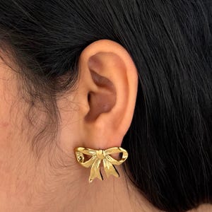 Elegant Gold Bow Stud Earrings | Dainty Ribbon Knot Earrings | Statement Jewelry Gift | Cute Bow Earrings for Wedding and Birthday party