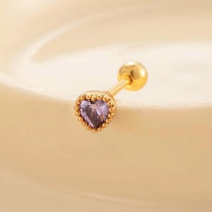Screw Back Cartilage Piercing Earrings, Heart and Butterfly Lobe Helix Jewelry, Gold and Silver Stud Earrings, Unique Ear Piercing Set