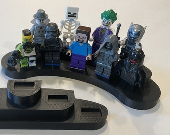 Lego Minifigure Display Stand - Holds 5 or 9 Figures - Black or White