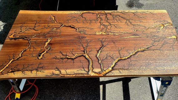 Live edge, fractal burnt, epoxy coffee table
