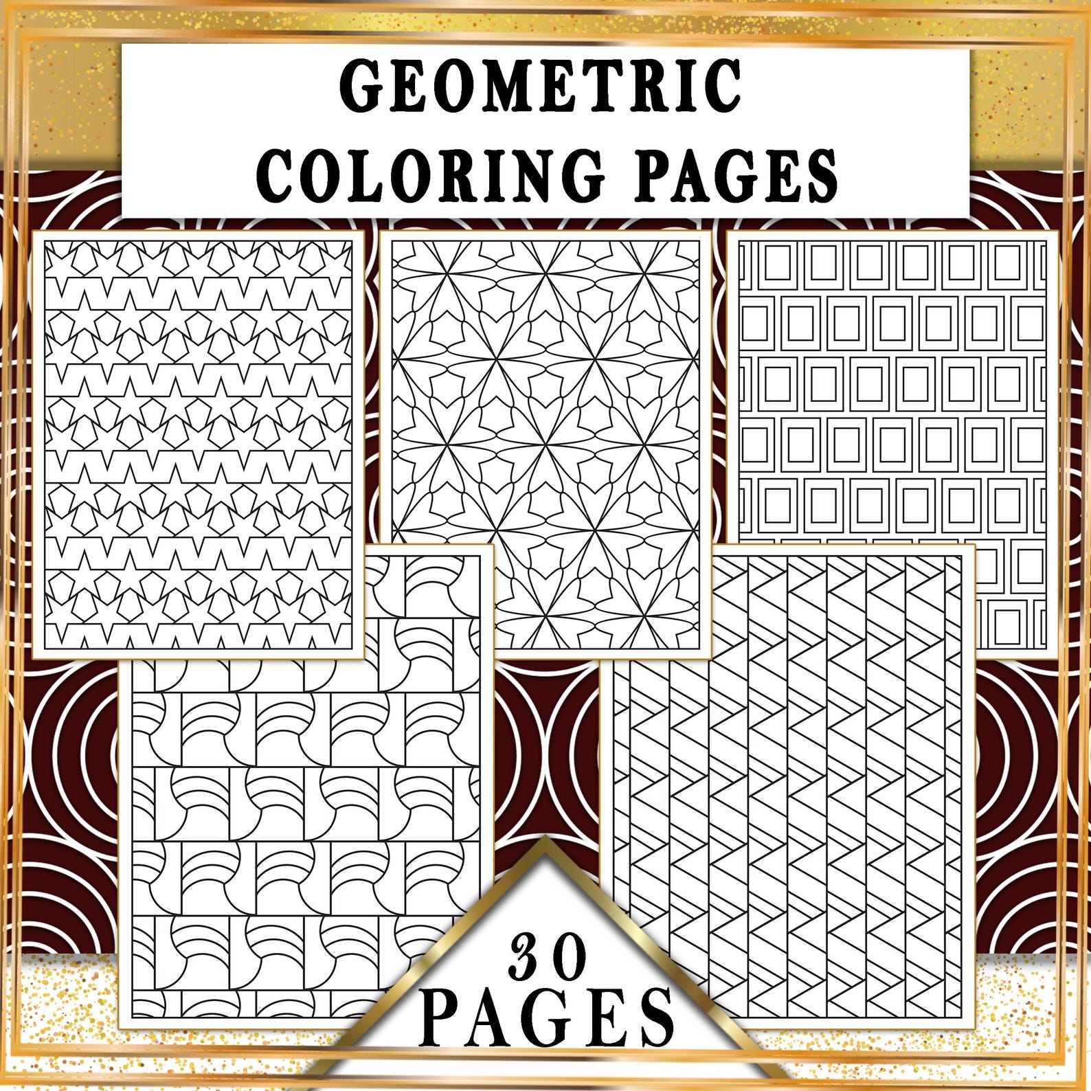 30 Geometric Coloring Pages for Adults. Abstract Pattern Digital ...