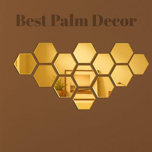 ゴールド＆シルバーの六角形アクリルミラーセット：モダンな壁装飾