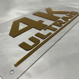 4 K Ultra Hd DOLBY ATMOS / Dolby Theatre / GOLD / Clear Acrylic / Sign / Theatre / Cinema / PlexiGlass / Silver / Black /Home Theatre Signs