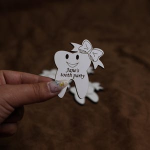 Personalized Wooden Tooth Party Favor: Engraved Girl&#39;s First Tooth Keepsake