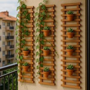 Rustic Wooden Wall Trellis for Indoor & Outdoor Plants – Decorative Vertical Garden Panel