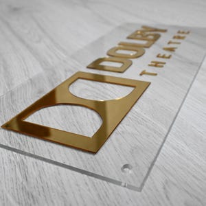 Dolby Theatre / DOLBY ATMOS / GOLD / Clear Acrylic / Sign / Theatre / Cinema / PlexiGlass / Silver / Black / Home Theatre Signs / Signage