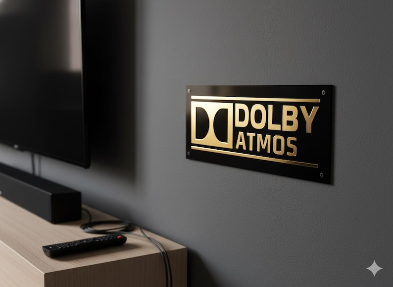 Placa Dolby Atmos: Decoração 3D para Home Theater, Plexiglass Transparente e Preto - Cinema imagem 3