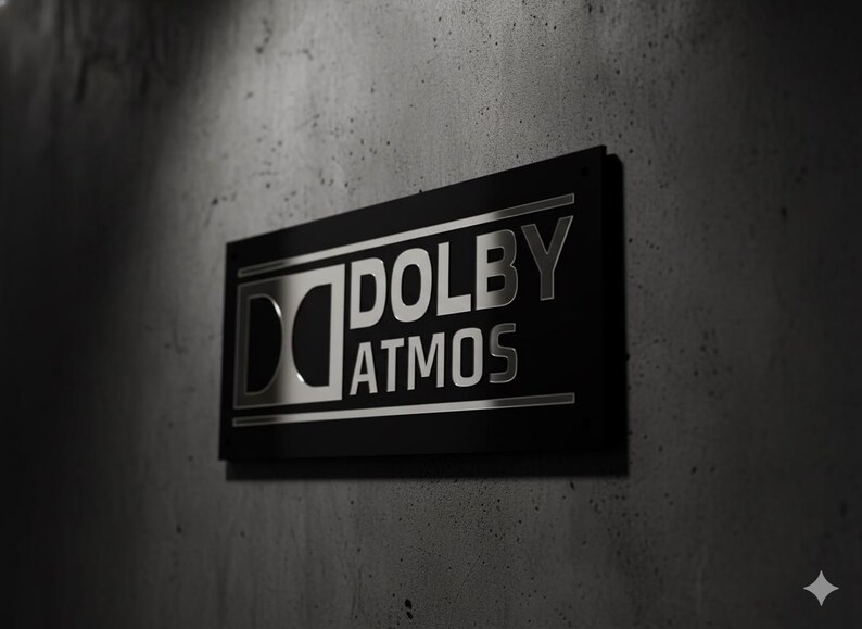Placa Dolby Atmos: Decoração 3D para Home Theater, Plexiglass Transparente e Preto - Cinema SILVER