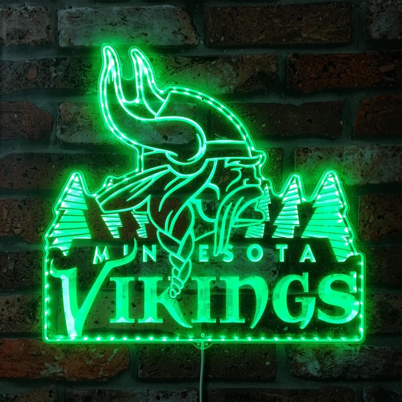 Minnesota Vikings Wall Neon LED Lighted Sign, Illuminated Sports Bar