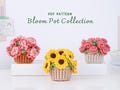 Bloom Pot Collection Crochet Patterns | Sunflower Coaster Pot Pattern, Peach Blossom Coaster Pot Pattern, Rose Coaster Pot Pattern