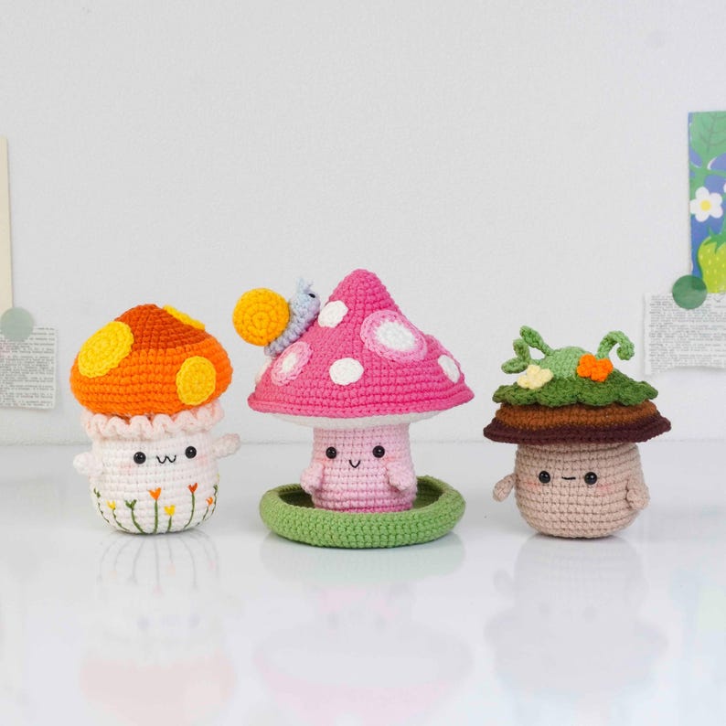 Combo 3in1 Magic Mushroom Crochet Pattern, Forest Mushroom Pattern, Sunset Mushroom Pattern, Spring Mushroom Pattern, Digital PDF Pattern image 2