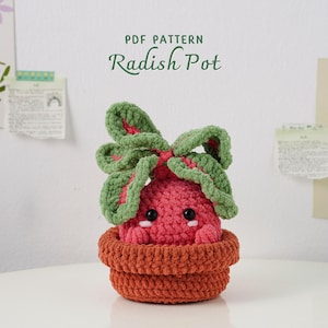 Radish Pot Crochet Pattern, Amigurumi Plant Pattern, Crochet Home Decor, Digital PDF Pattern, Cute Crochet Plants