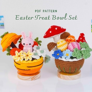 Patrón de ganchillo 2 en 1 para cuenco de Pascua, patrón de cuenco para huevo de Pascua, patrón de cuenco para zanahoria, patrón de ganchillo para cuenco de Pascua, patrón en PDF