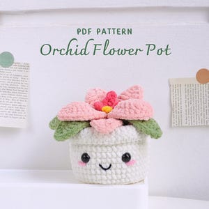 Haakpatroon orchideebloempot, gehaakt huisdecor, digitaal pdf-patroon, haakpatroon bloemenmand