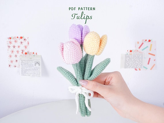 Tulips Crochet Pattern, Flower Crochet Pattern, Tulips Flower Crochet, Handmade Home Decor, Digital PDF Pattern