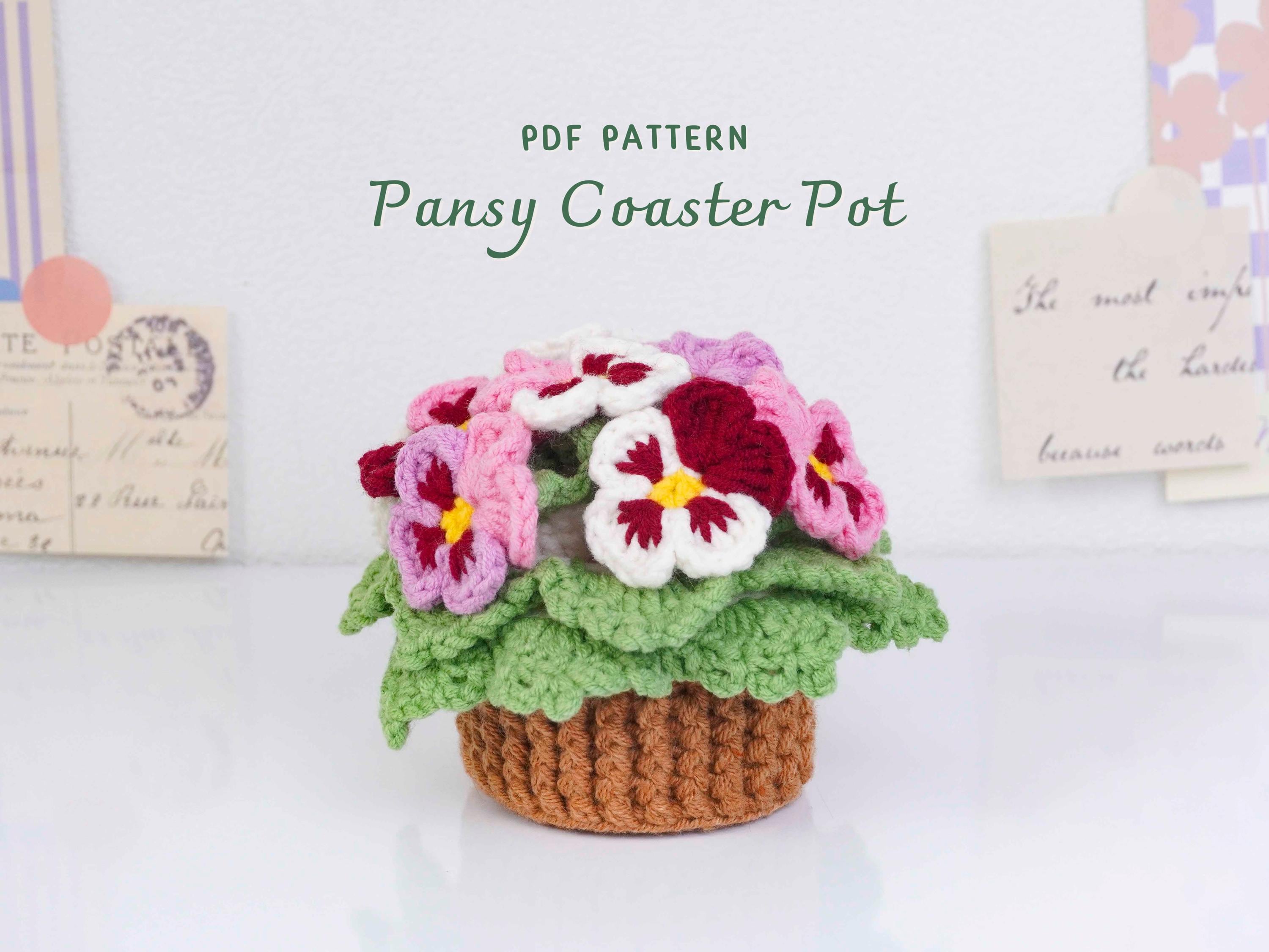 30 Pansy Crochet Patterns for Flowers, Decor, and Wearable Details 21 Pansy Coaster Pot Crochet Pattern, Flower Pot Crochet Pattern, Floral Home Decor Crochet, Handmade Table Decor, Digital...