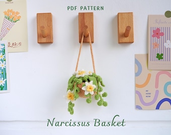 Narcissus Basket Crochet Pattern, Car Hanging Crochet Pattern, Flower Crochet Pattern, Narcissus Basket Pattern