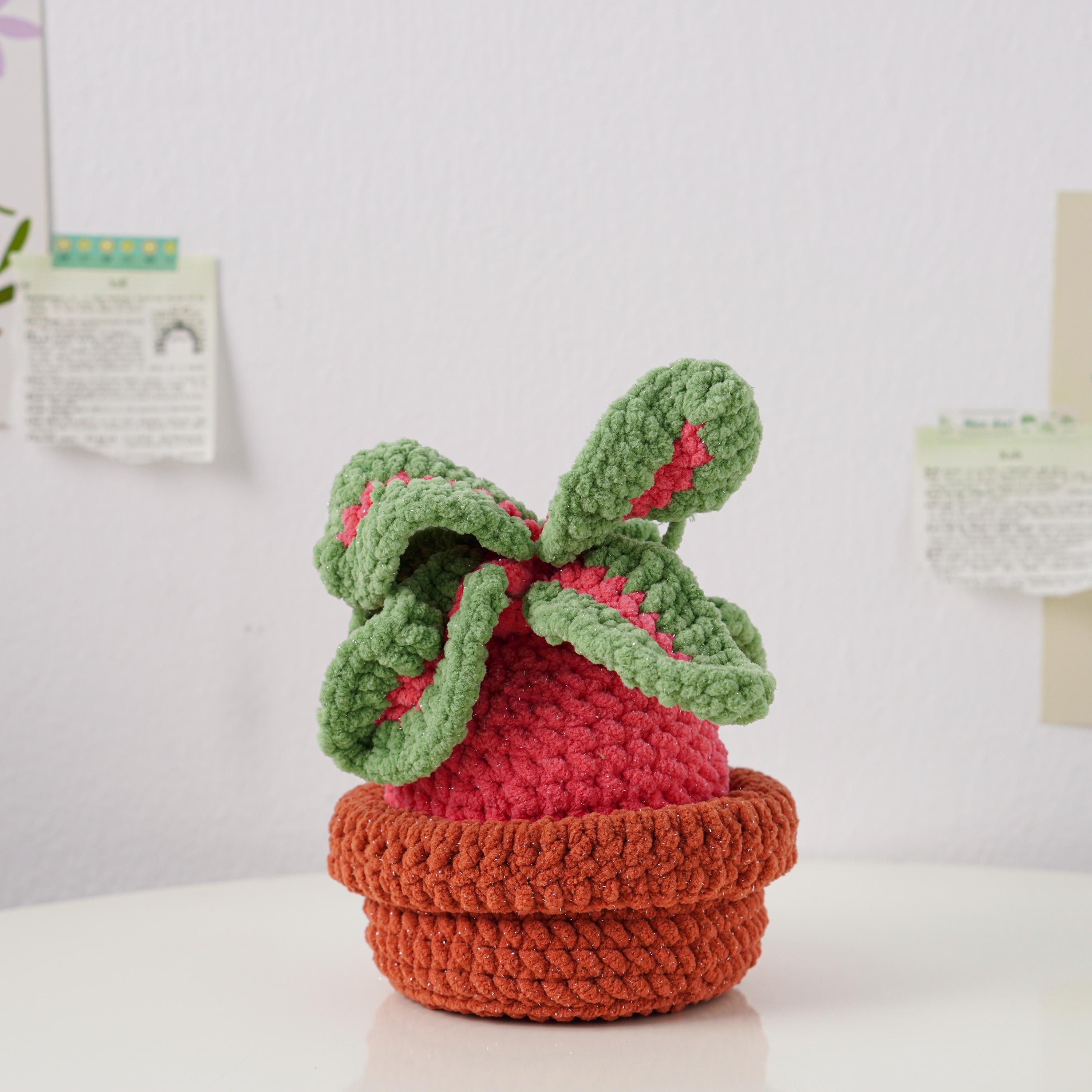 Crocheted Sprout Garden Sprout Trio Crochet Patterns | Radish Pot Pattern, Mushroom Pot ...