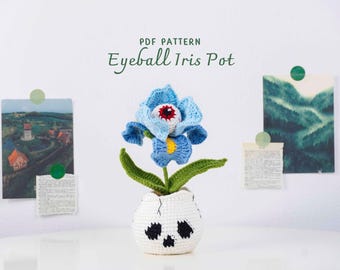 Eyeball Iris Pot Crochet Pattern, Halloween Pot Crochet Pattern, DIY Crochet Halloween Decor, Flower Pot Pattern PDF, Digital PDF Pattern