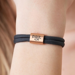Communion bracelet・Baptism bracelet with personalized engraving・Gift for godparents Children・Baptism・Confirmation・Sailing rope・Confirmation
