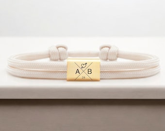 Partner bracelet for couples・Personalized with your desired text・Partner jewelry・Bracelet with engraving・Friendship bracelet ・Sailing rope bracelet