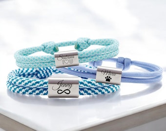 Engraved bracelet - Couple jewelry with engraving - Initials bracelet - Birthday gift - Valentine's Day gift - Christmas gift - Sailing rope