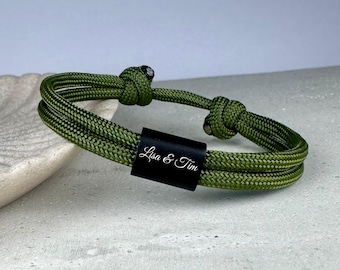 Partner bracelet Christmas gift・Men's bracelet・Personalized sailing rope bracelet・Custom engraving・Surfer bracelet・Bracelet with engraving