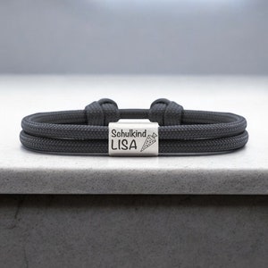 Bracelet personnalisé pour écolier, cadeau avec nom, cône d'école, cadeau de scolarisation 2024, corde à voile