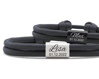 Partner bracelet for couples・Personalized with your desired text・Partner jewelry・Bracelet with engraving・Friendship bracelet ・Sailing rope bracelet