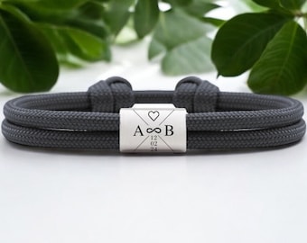 Partner bracelet for couples・Christmas gift・Partner jewelry・Bracelet with engraving・Friendship bracelet・Sailing rope bracelet・Engraved bracelet