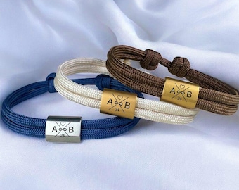 Engraved bracelet・Partner bracelet Couple jewelry・Birthday gift・Valentine's Day gift・Christmas gift・Initial bracelet・Anniversary