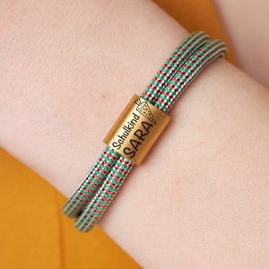 Bracelet de scolarisation personnalisé, bracelet avec nom, cône scolaire, cadeau inscription 2024, corde à voile, bracelet pour enfants, corde à voile