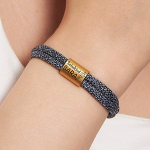 Bracelet de scolarisation personnalisé, bracelet avec nom, cône scolaire, cadeau inscription 2024, corde à voile, bracelet pour enfants, corde à voile