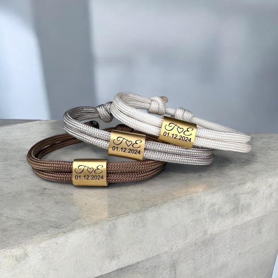 Partner bracelet for couples・Personalized with your desired text・Partner jewelry・Bracelet with engraving・Friendship bracelet ・Sailing rope bracelet