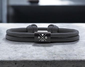 Vatertag Armband Geschenk・Handgefertigtes Segeltau Armband für Männer・perfekte Geschenkidee für Papa Opa・Familien Armband・Gravurarmband