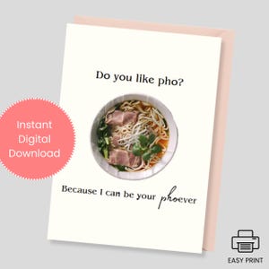 Scheda di Pickup Line di Pho per San Valentino, scheda di compleanno, scheda per gli amanti del Pho, scheda Rizz, scheda stampabile divertente, scheda stampabile per gli amanti del cibo