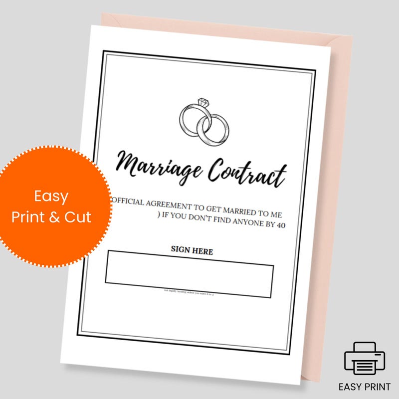 Fun Looking Contract Funny Printable Contracts - Etsy