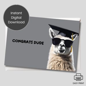 Carte drôle de remise des diplômes de lama de félicitations pour l'obtention du diplôme d'études secondaires, les diplômés universitaires et l'université Carte idiote de félicitations | Cadeaux