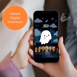 アニメーションハロウィーンデジタル招待状Eカード - ハロウィーンパーティーのお祝いのためのMP4とGIF電子招待状